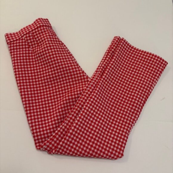 Zara Pants - Zara EUC Red Pink Textured Check Cropped Mid Rise Pants Small